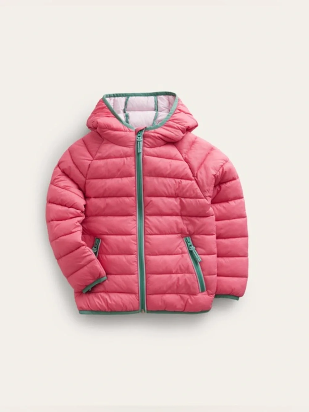 Mini Boden Kids' Pack-away Padded Jacket Rose Red- Size 11-12